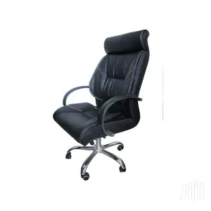 High Back Leather Executive Swivel Office Chair - Black
