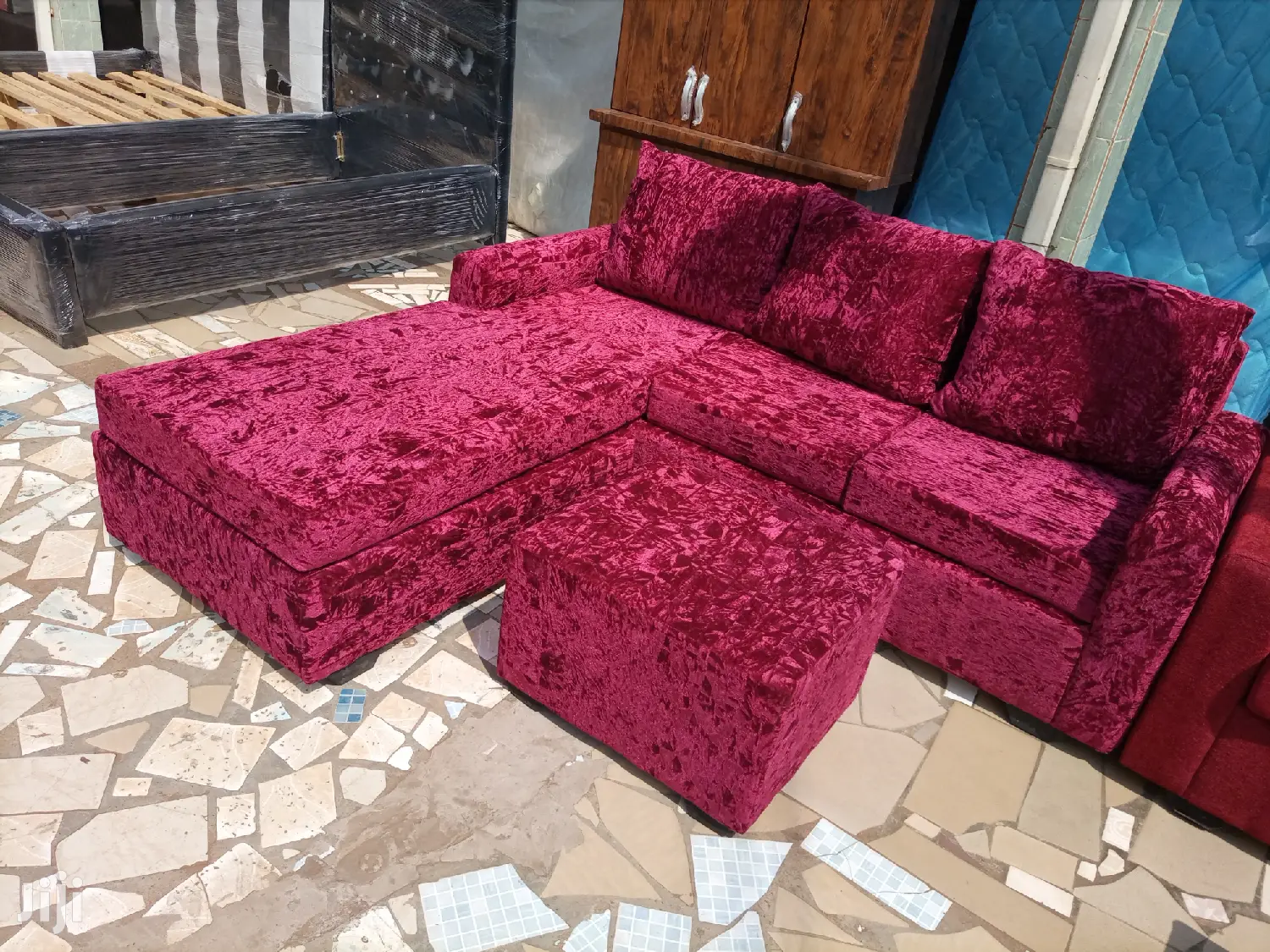Wine Cokored Lshaped Sofa. Promotion!!