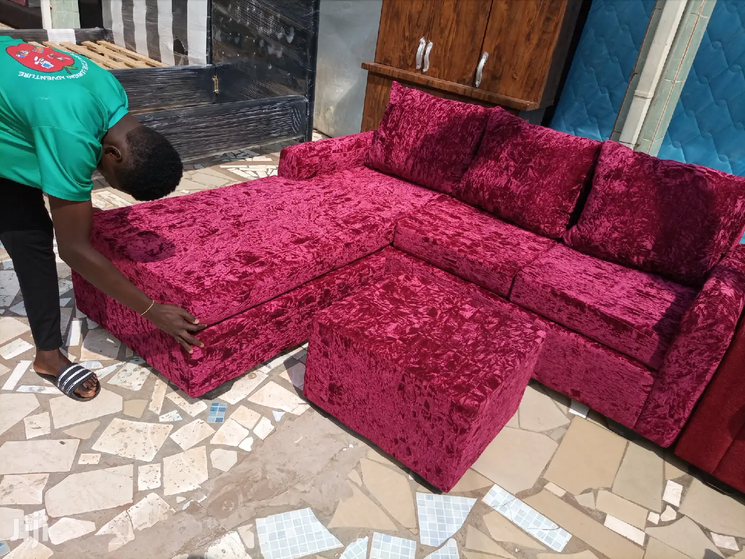 Wine Cokored Lshaped Sofa. Promotion!!