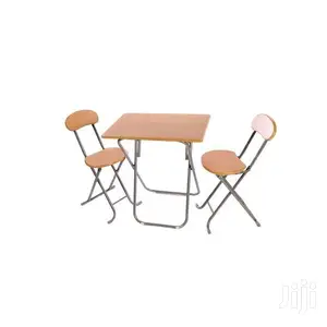 Folding Dining/Study Table With 2 Chairs - Brown