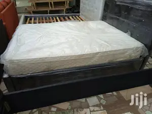 Pure Black Queen-Size Bed With Mattress. Delivery Free