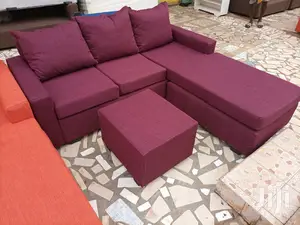 Wine Colored L Shape Sofa