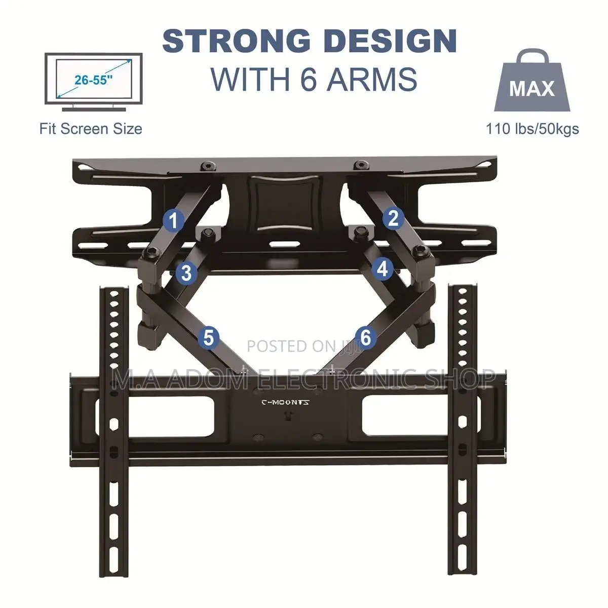 TV Wall Mount Bracket With Full Motion Articulating 32”-65