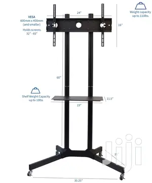 Mobile TV Cart Rolling Stand With Laptop Shelf/Tray,32-70