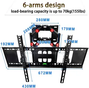 Double Swivel Tv Wall Mount Adjustable 32''-65''