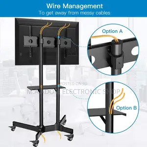 Movable Tv Stand With Wheels & Dvd Glass 32''-70''