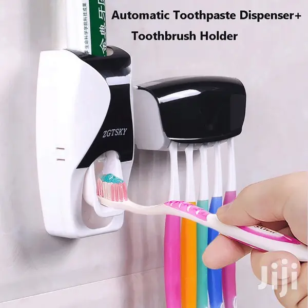Automatic Toothpaste Dispenser + Toothbrush Holder