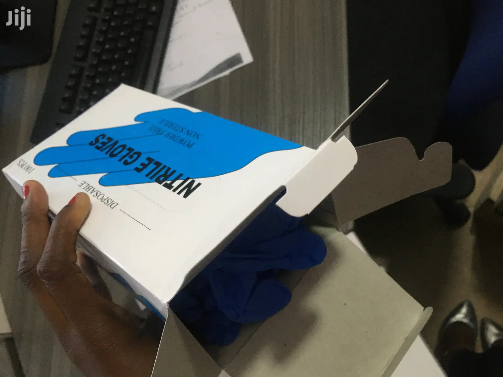 Blue Nitrile Gloves Powder Free Original Long Lasting
