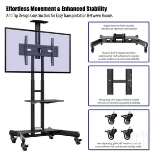 Ever Lasting Flat Mobile Tv Media Stand Cart For 32-70”Inch