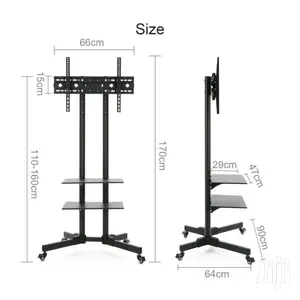 Trolley Rolling TV Mobile Stand + Shelf Locking Wheels
